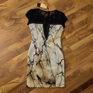 NWT Alberto Makali marble print & lace dress